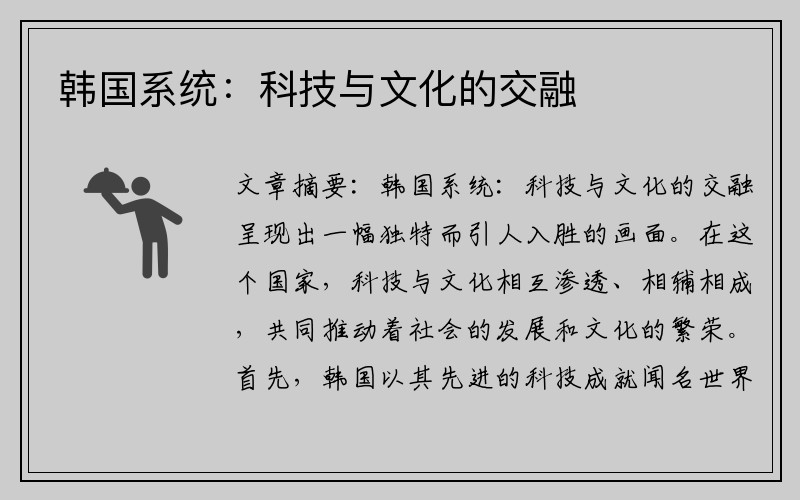 韩国系统：科技与文化的交融